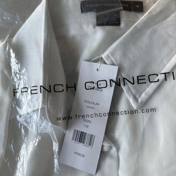 French Connection Satin Shirt White 12 NWT IN‎ PACKAGE - Picture 6 of 7